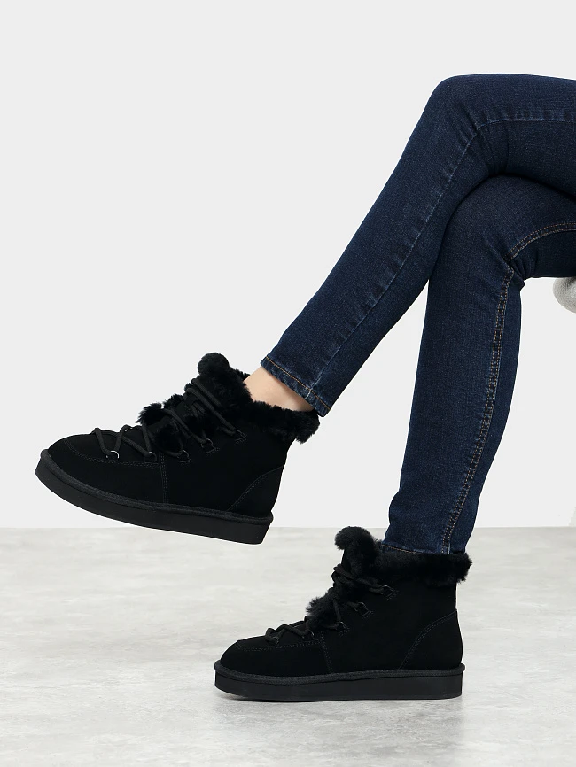 Ботинки женские зимние, цвет черный, натуральный спилок 7210445M | 12