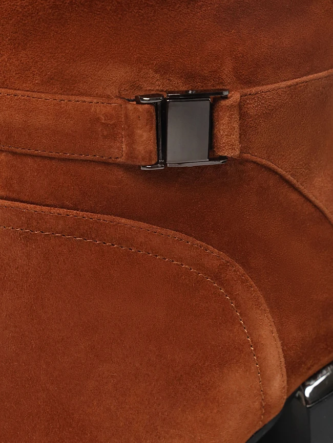 Ботфорты женские зимние, цвет рыжий, натуральный велюр 1820404M | 6