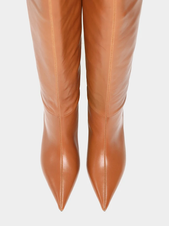 Сапоги женские демисезонные, цвет рыжий, натуральная кожа 1494584 | 5