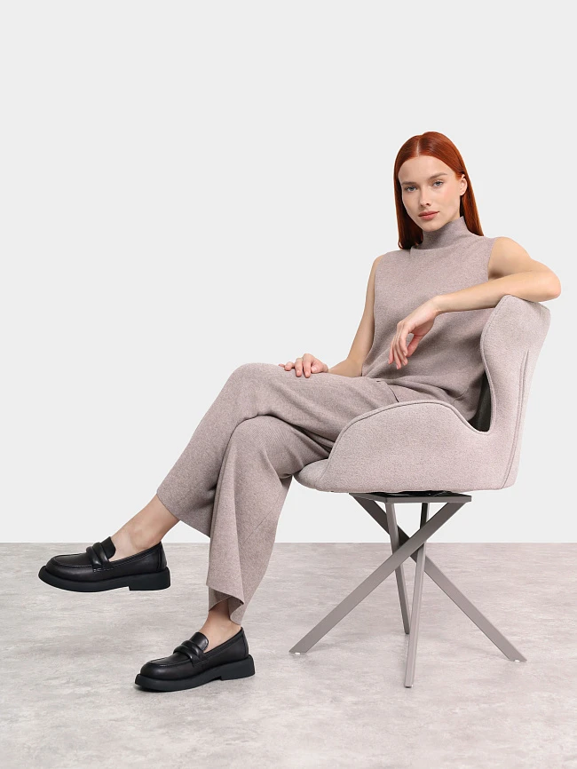 Лоферы женские всесезонные, цвет черный, натуральная кожа 1221263 | 12