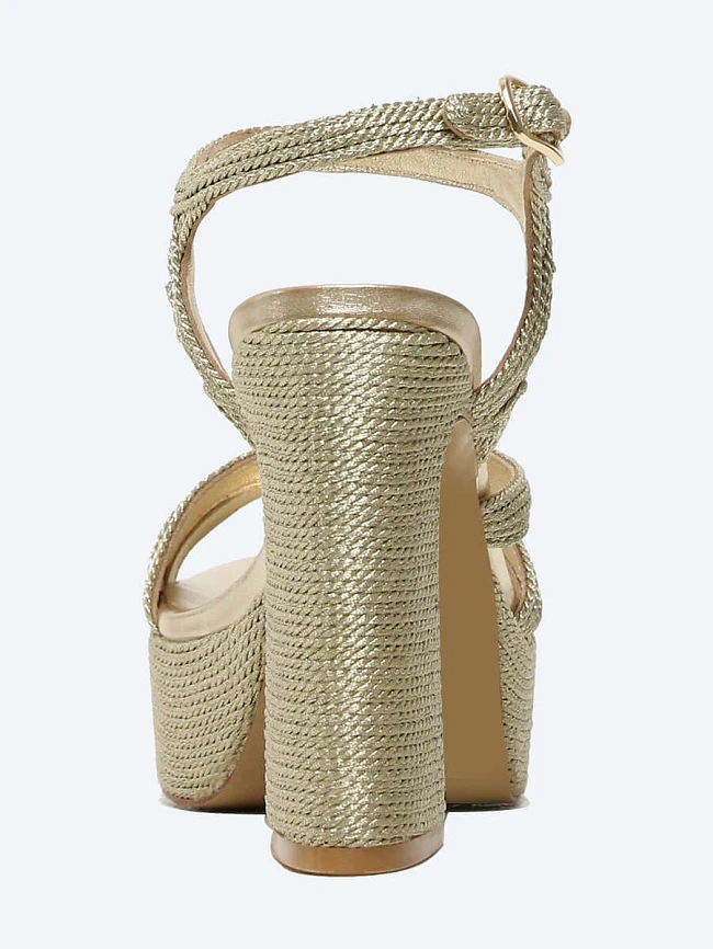 Босоножки женские летние, цвет золотой, текстиль 7990045 | 5