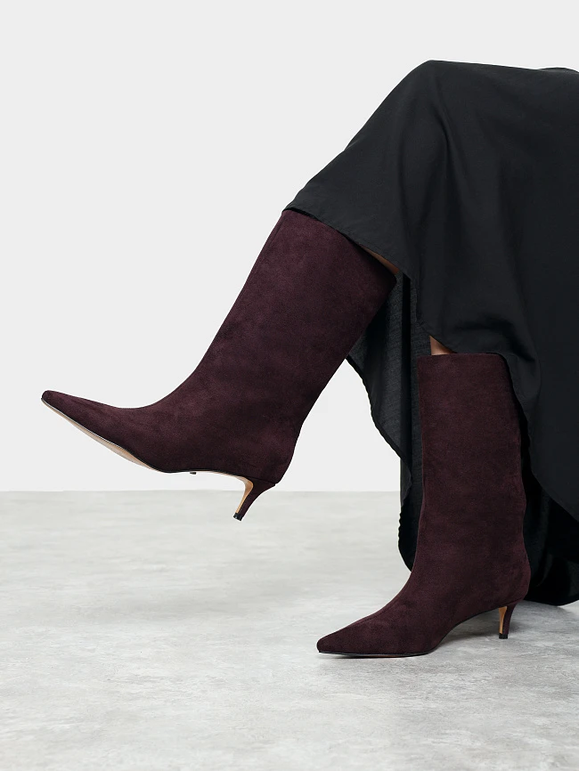 Полусапоги женские демисезонные, цвет бордовый, искусственный велюр 6550313 | 10