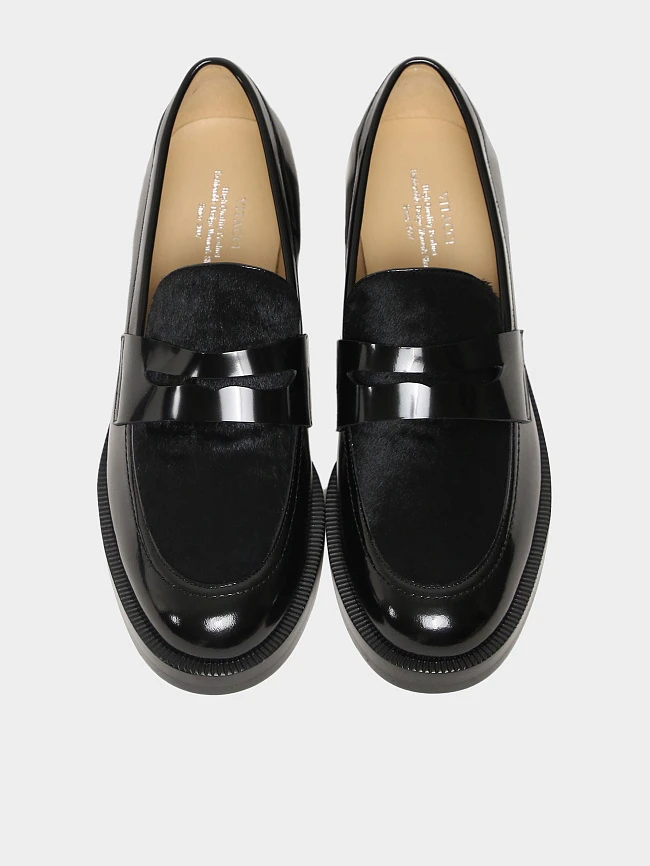 Лоферы женские всесезонные, цвет черный, натуральная кожа/натуральный мех (пони) 1820973 | 5