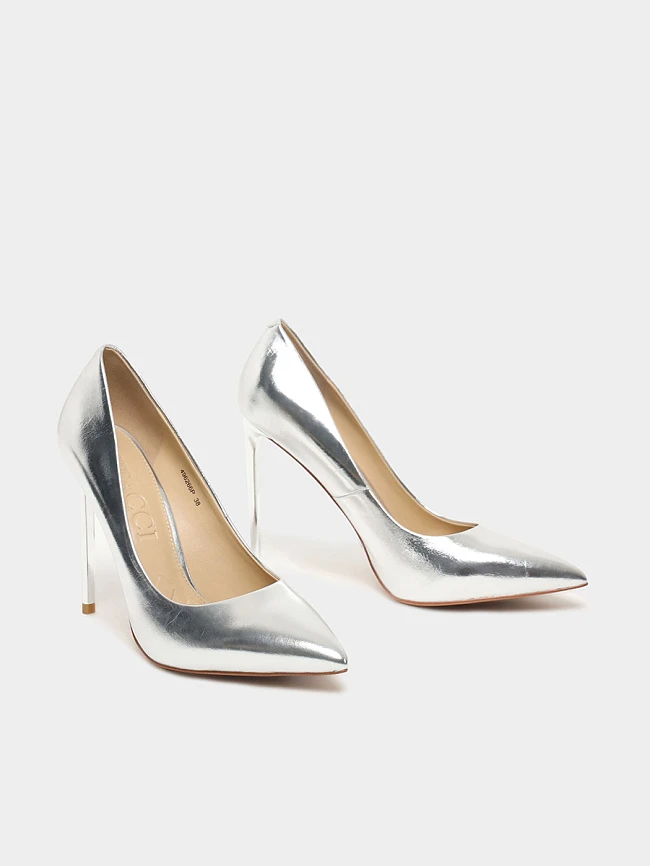 Туфли женские всесезонные, цвет серебряный, натуральная кожа 496266P | 3