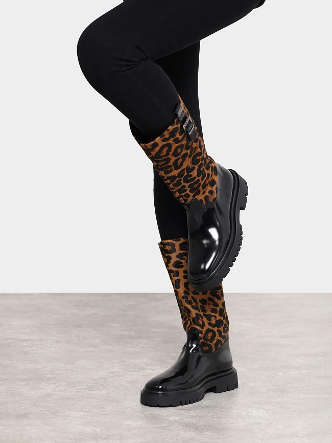 Сапоги женские демисезонные, цвет черный, натуральная масляная кожа/натуральный мех (пони) 1820966 | 9