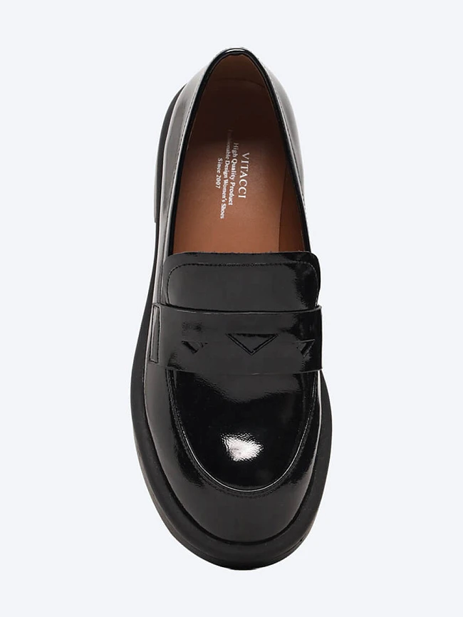 Лоферы женские всесезонные, цвет черный, натуральная кожа и полимерные материалы 1849518 | 4