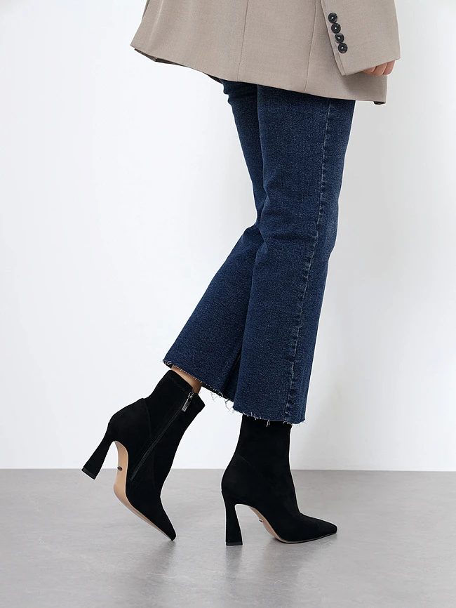 Полусапоги женские демисезонные, цвет черный, искусственный велюр 1396531P | 13