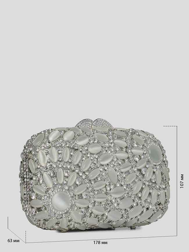 Клатчи C0931-29 женские цвет серебряный, текстиль/стразы C0931-29        | 2