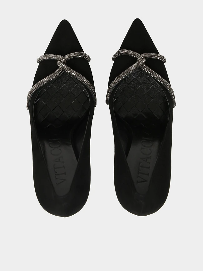 Туфли женские всесезонные, цвет черный, натуральный велюр 1492372P | 5