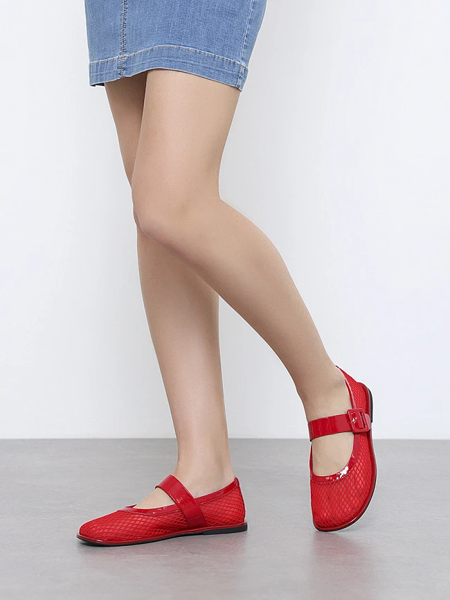 Балетки женские летние, цвет красный, текстиль/натуральная кожа и полимерные материалы 1849720 | 7