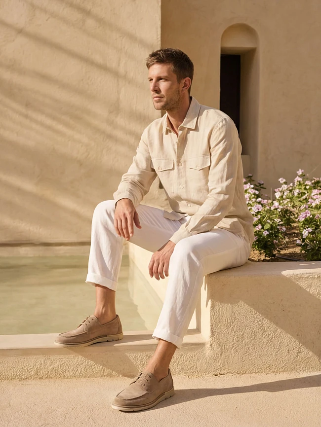 Полуботинки мужские демисезон; лето;, цвет бежевый, натуральный спилок M262291 | 3