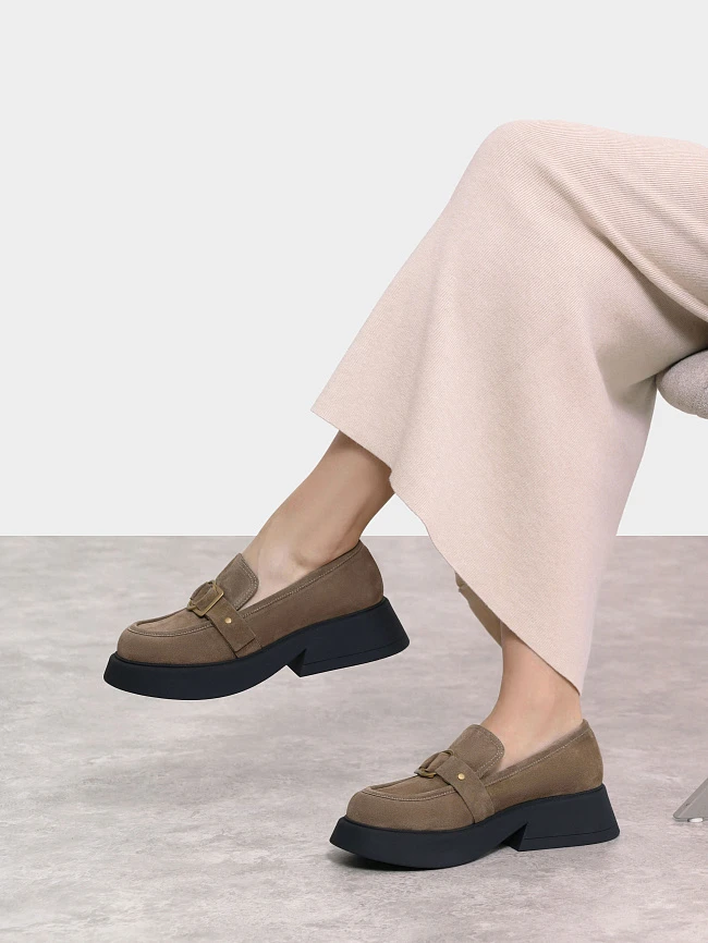 Лоферы женские всесезонные, цвет мокко, натуральный велюр 1221260 | 11