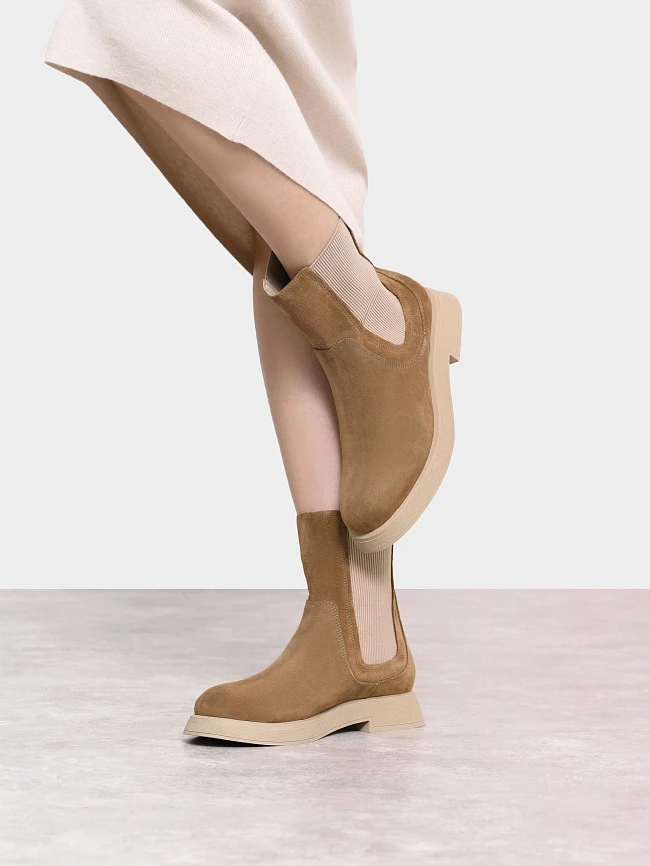 Ботинки женские демисезонные, цвет коричневый, натуральный спилок 136560 | 10