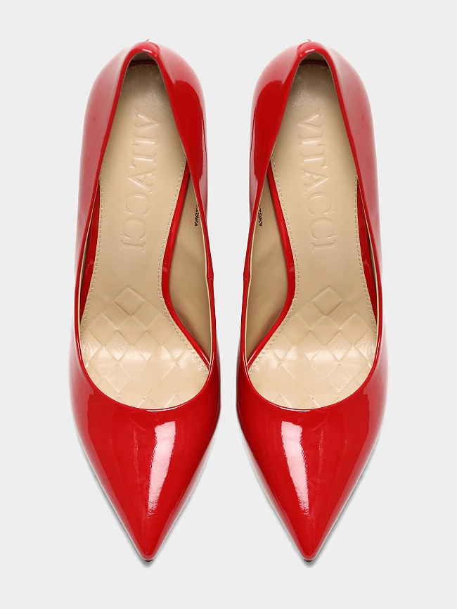 Туфли женские всесезонные, цвет красный, натуральная лаковая кожа 496259P2 | 5