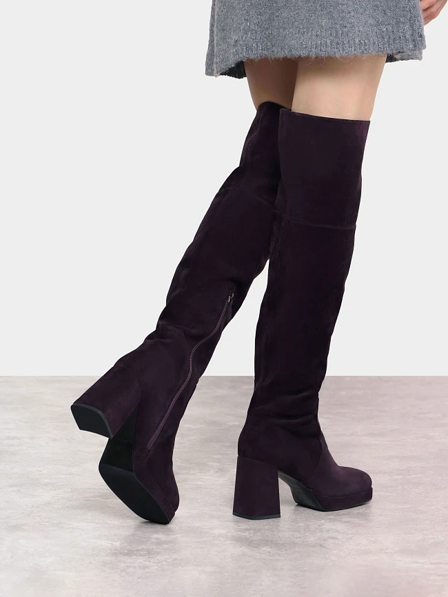 Сапоги женские зимние, цвет фиолетовый, натуральный велюр 1730321M | 8