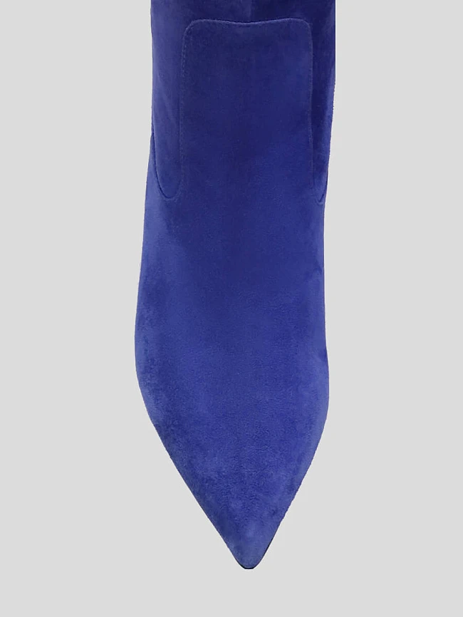 Ботфорты женские демисезонные, цвет синий, натуральный велюр 494182P | 4