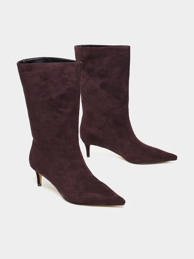 Полусапоги женские демисезонные, цвет бордовый, искусственный велюр 6550313 | 3