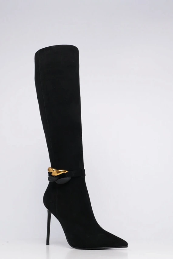 Сапоги 1492206 женские цвет черный, натуральный велюр 1492206         | 1