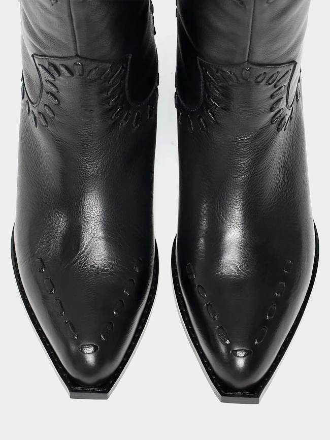 Сапоги женские демисезонные, цвет черный, натуральная кожа 642293 | 4