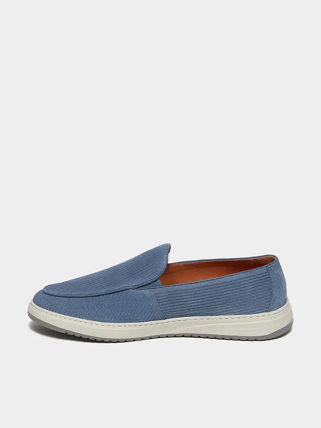 Лоферы мужские демисезон; лето;, цвет голубой, натуральный спилок M801324 | 6