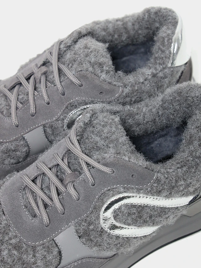 Кроссовки женские зимние, цвет серый, натуральный спилок/шерсть 18410107M | 6