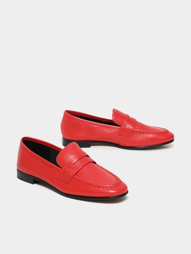 Лоферы женские всесезонные, цвет красный, натуральная кожа 7990196 | 3