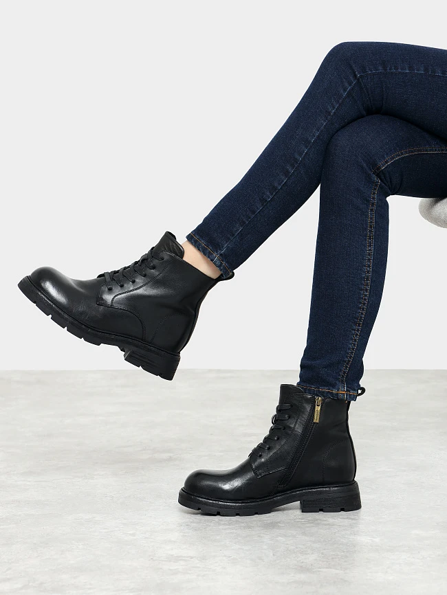 Ботинки женские демисезонные, цвет черный, натуральная кожа 7210346 | 12