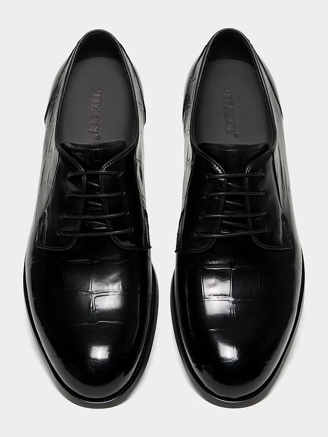 Полуботинки мужские всесезонные, цвет черный, натуральная кожа M262204 | 4