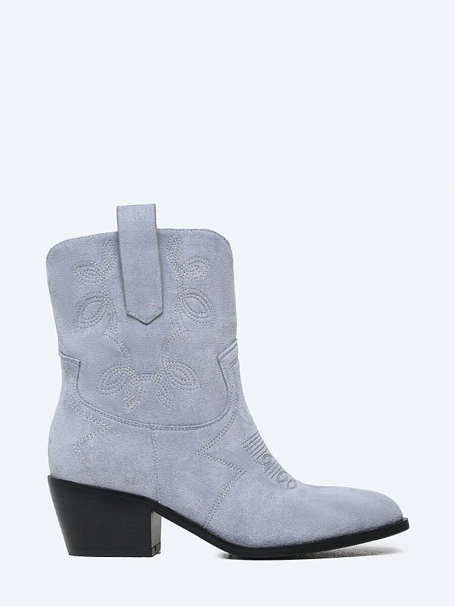 Полусапоги 1848491 женские цвет голубой, искусственный велюр 1848491 | 2