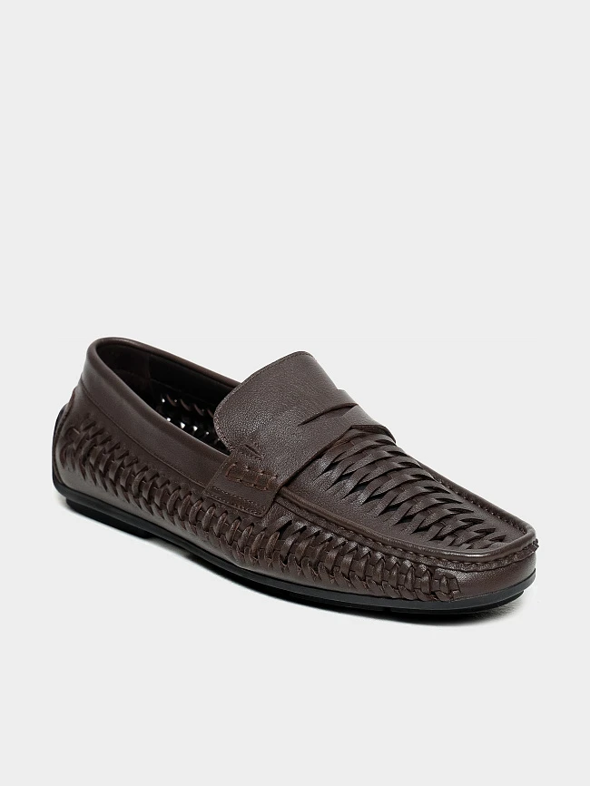 Мокасины мужские летние, цвет коричневый, натуральная кожа M801350 | 2