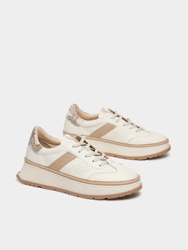 Кроссовки женские демисезонные, цвет бежевый, натуральная кожа 1221472 | 3