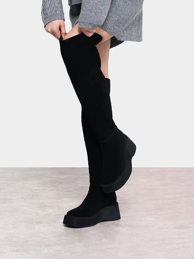 Ботфорты женские зимние, цвет черный, натуральная кожа/натуральный спилок 1730086M | 10