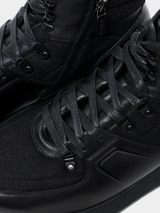 Кроссовки мужские демисезонные, цвет черный, натуральная кожа/шерсть M254222 | 6