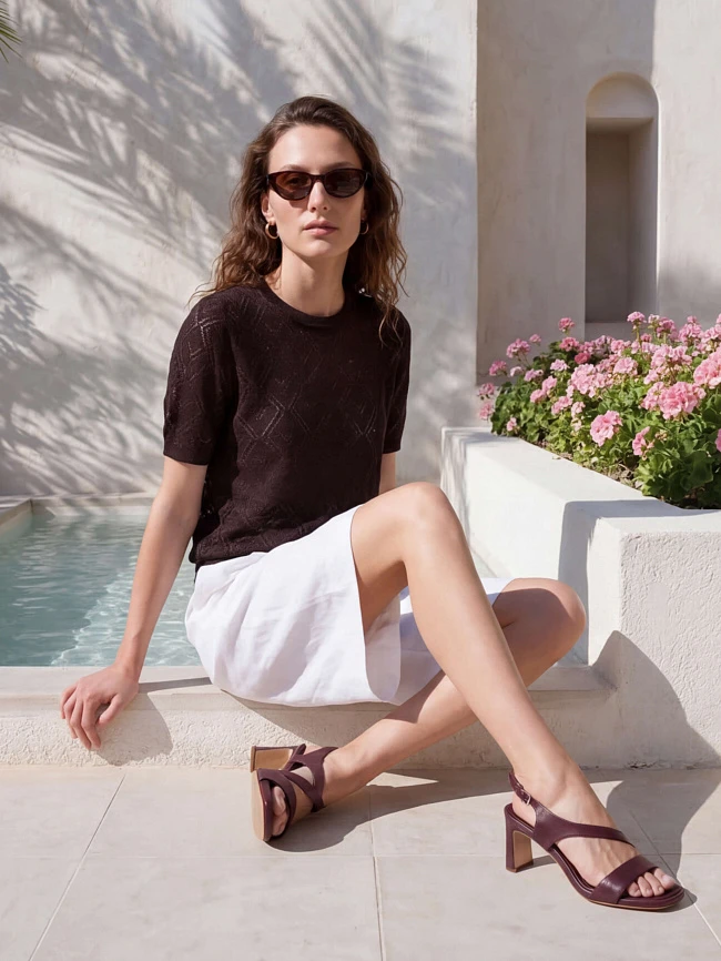 Босоножки женские летние, цвет бордовый, натуральная кожа 1495084 | 3