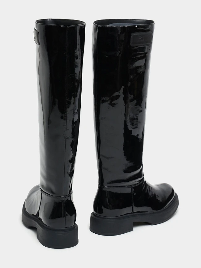 Сапоги женские демисезонные, цвет черный, натуральная лаковая кожа 1730213P | 4