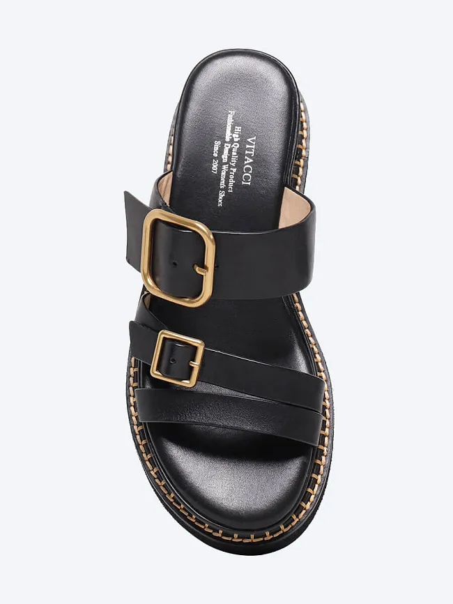 Сабо женские летние, цвет черный, натуральная кожа 641929 | 4