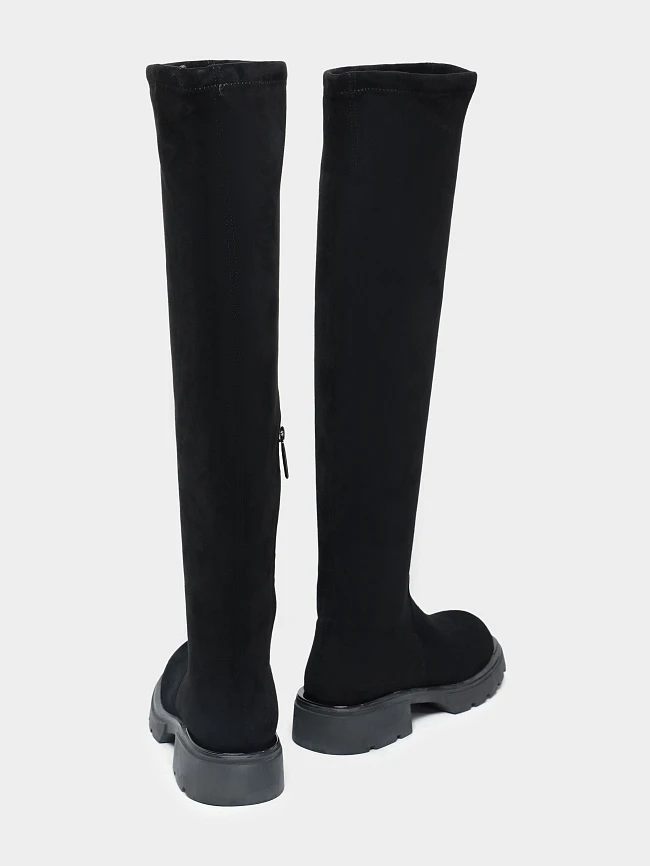 Ботфорты женские демисезонные, цвет черный, текстиль/натуральный велюр 1847372 | 4