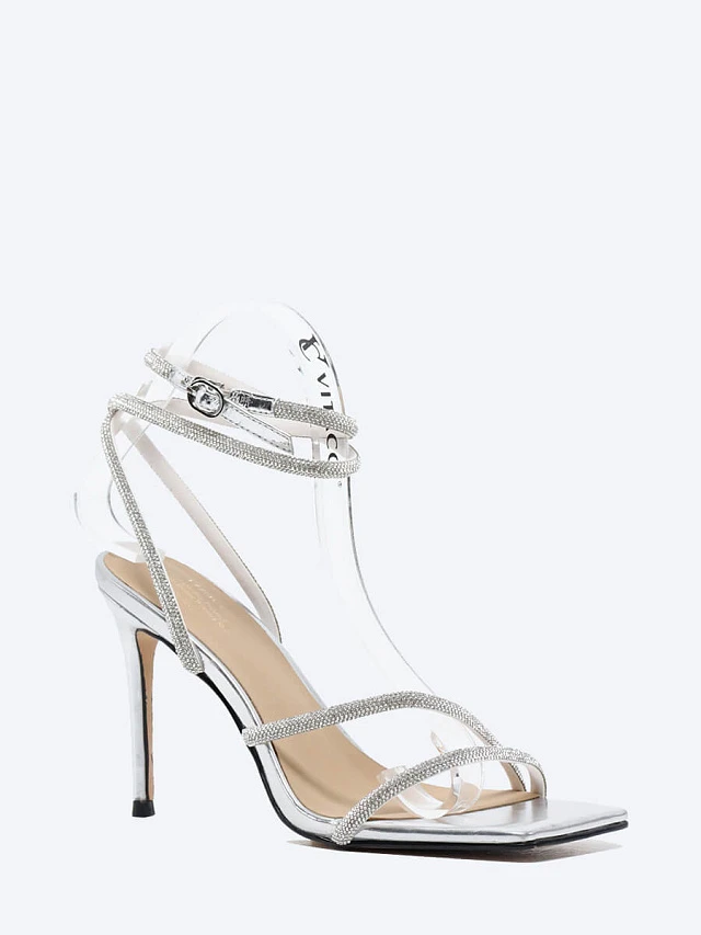 Босоножки 1848400 женские цвет серебряный, искусственный спилок 1848400 | 1