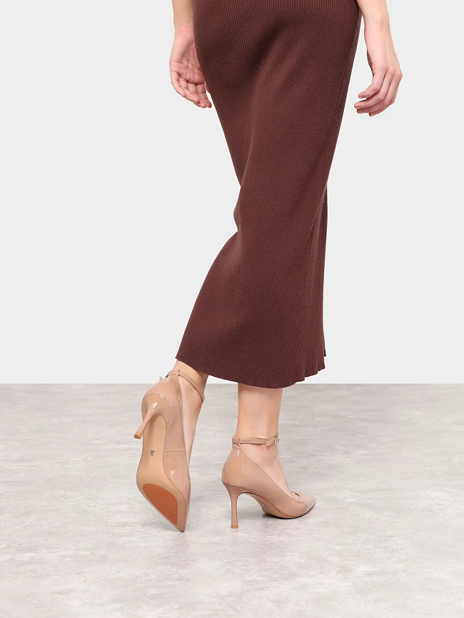 Туфли женские всесезонные, цвет бежевый, натуральная лаковая кожа 496621 | 8