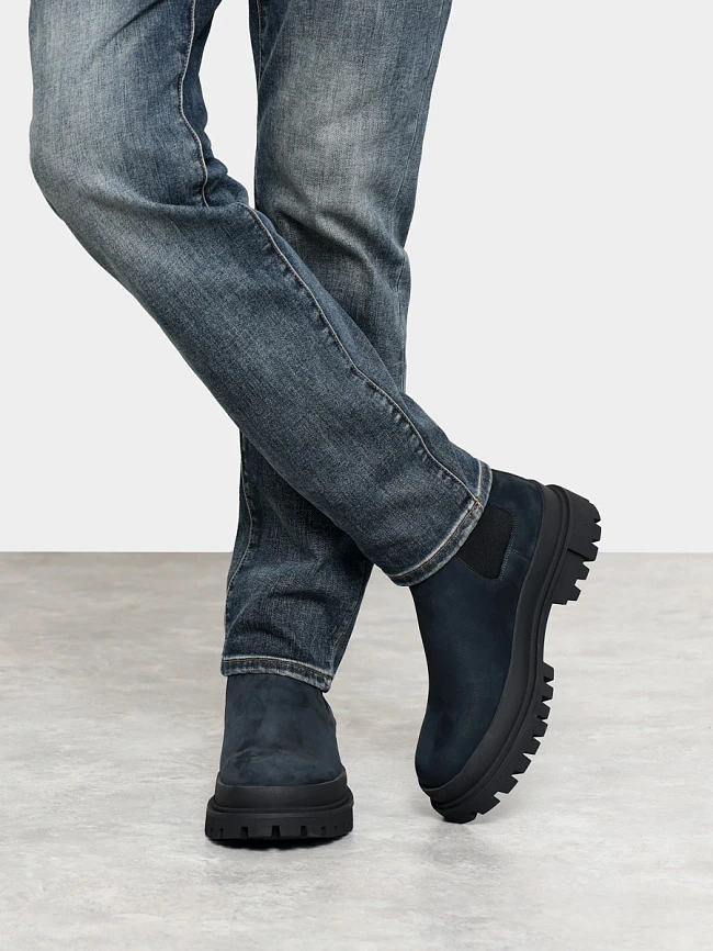 Ботинки мужские зимние, цвет синий, натуральный нубук M1022569M-1 | 2