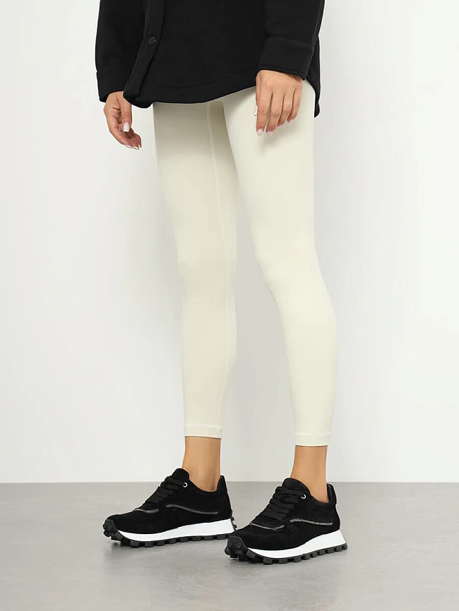 Кроссовки женские демисезонные, цвет черный, натуральный спилок 136584 | 11