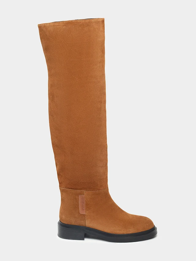 Ботфорты женские демисезонные, цвет коричневый, натуральный спилок 1820419 | 1