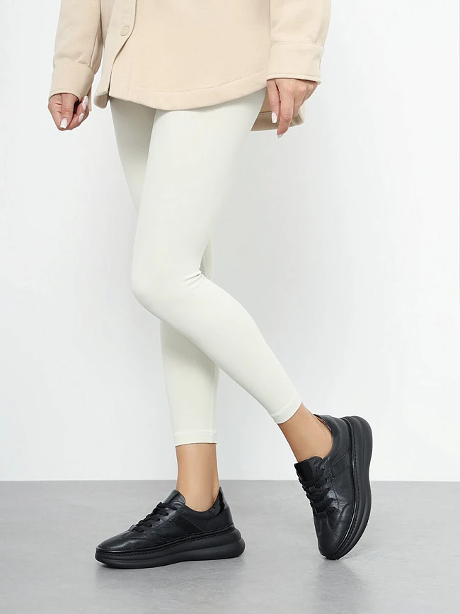 Кроссовки женские демисезонные, цвет черный, натуральная кожа 1221535 | 17