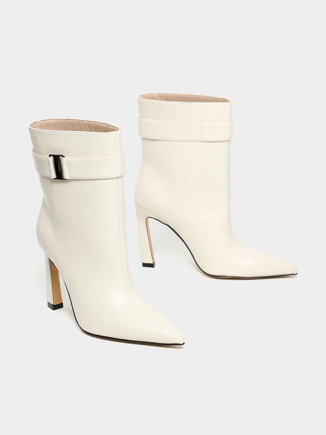 Полусапоги женские всесезонные, цвет молочный, натуральная кожа 6550455 | 3