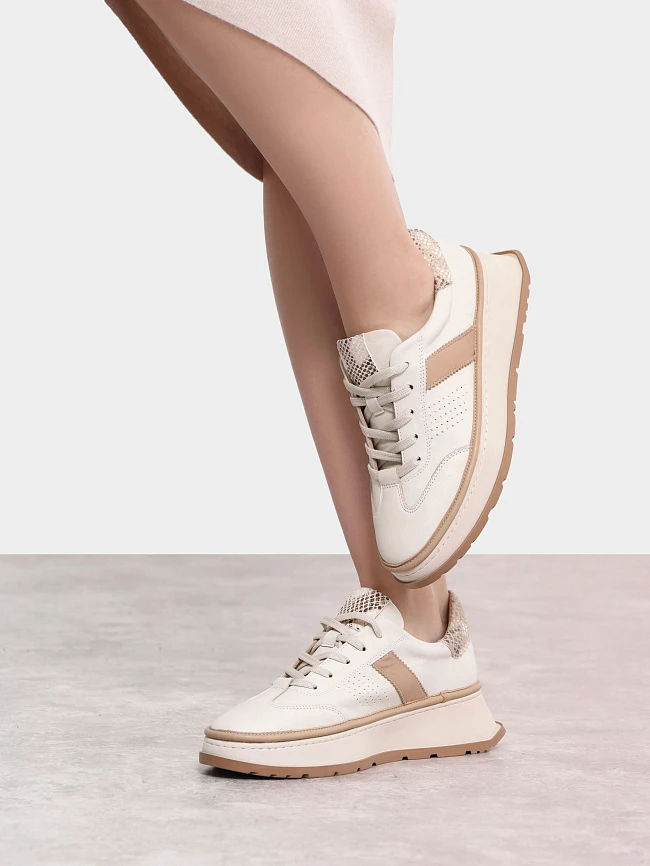 Кроссовки женские демисезонные, цвет бежевый, натуральная кожа 1221472 | 10