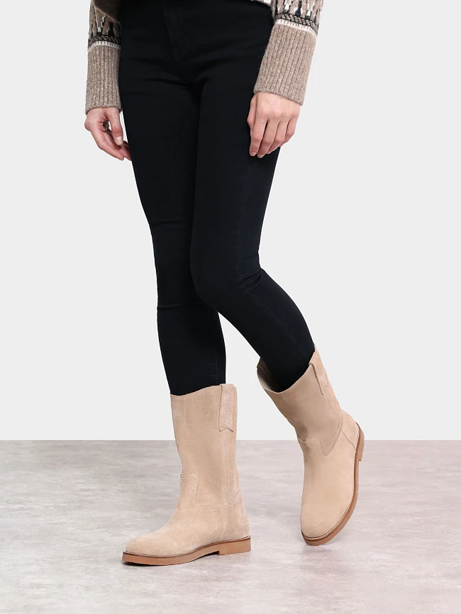 Полусапоги женские демисезонные, цвет бежевый, натуральный спилок 136568 | 8