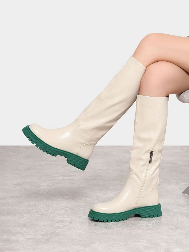 Сапоги женские демисезонные, цвет молочный, искусственная кожа 1847544 | 10