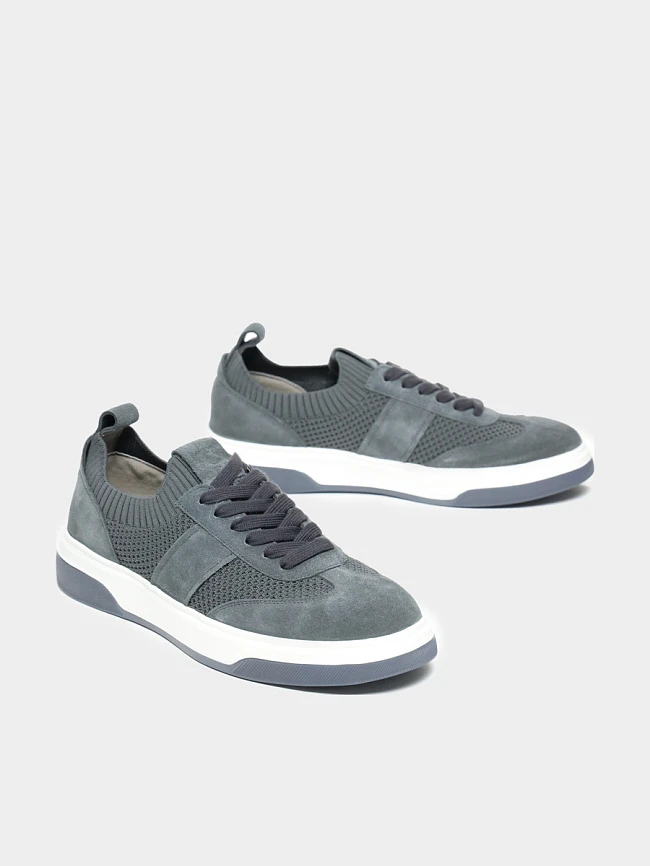 Кеды мужские демисезонные, цвет серый, текстиль/натуральный спилок M1782284-2 | 2