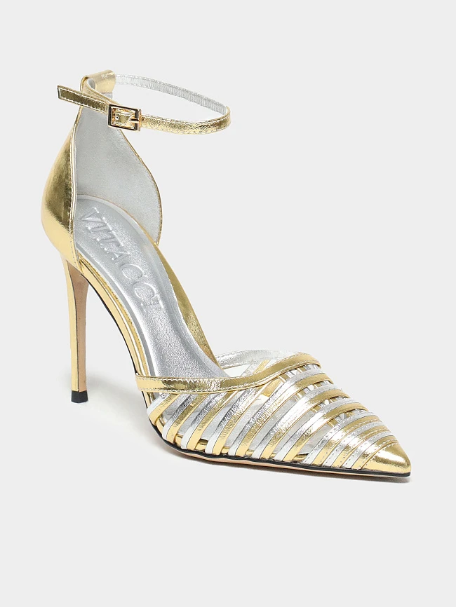 Туфли женские летние, цвет золотой, натуральная кожа 944344 | 2