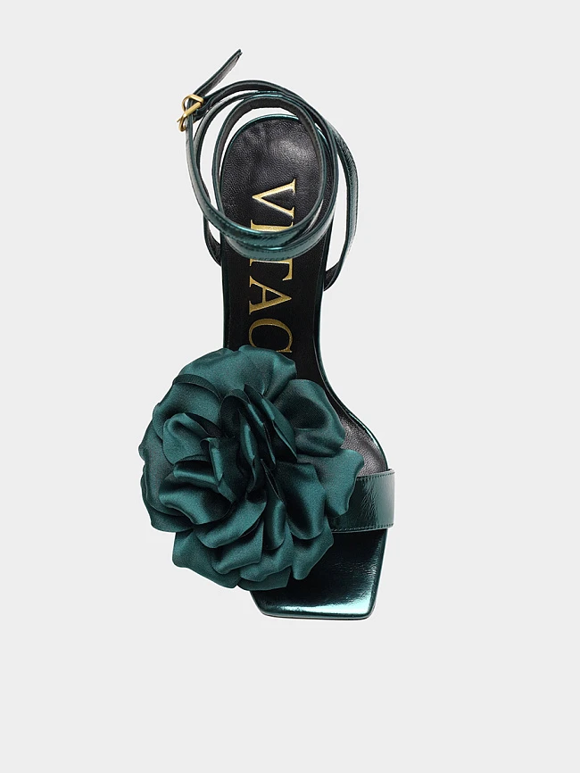 Босоножки женские летние, цвет изумрудный, натуральная кожа 1495155F | 4